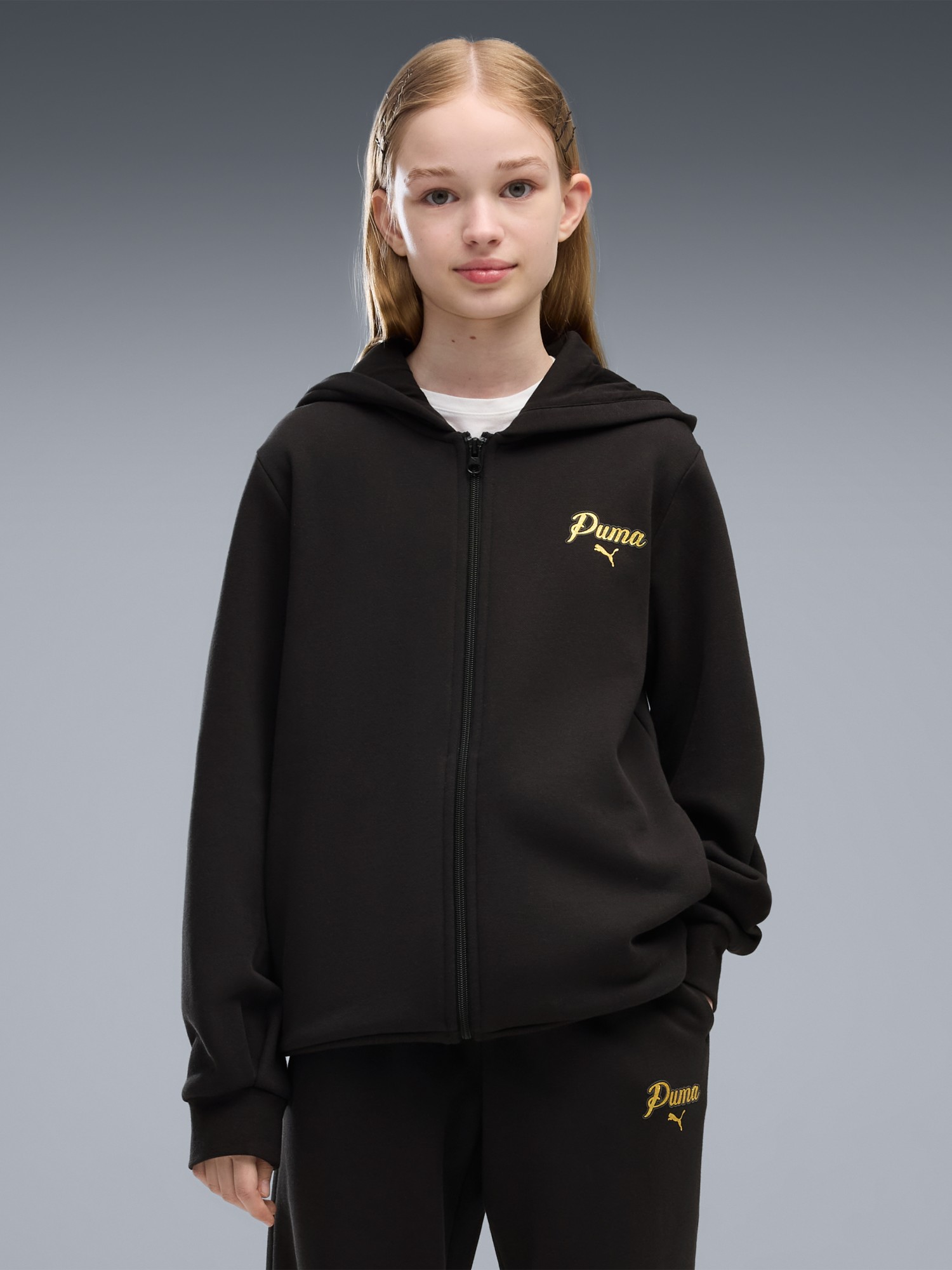 Костюм детский Puma ESS SCRIPT Glitter Full-Zip Sweat Suit FL G черный 69520901 изображение 4