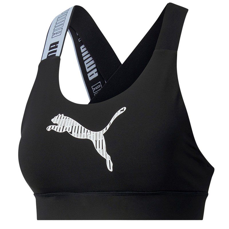 Бра женское Puma Mid Impact Feel It Bra черное 51957501 — фото 1