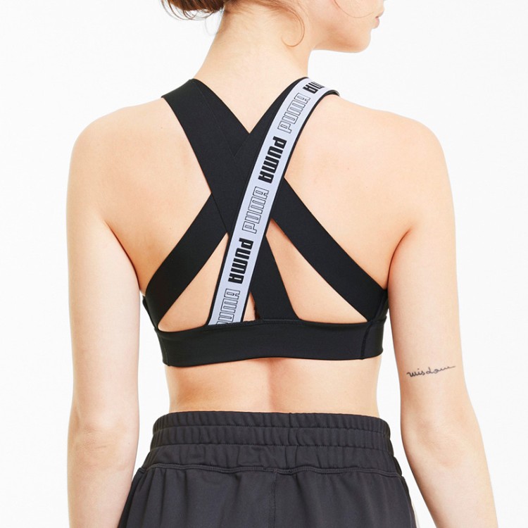 Бра женское Puma Mid Impact Feel It Bra черное 51957501 изображение 4