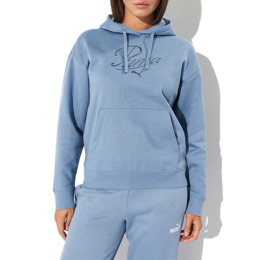 Толстовка женская Puma ESS SCRIPT Comfort Hoodie FL голубая 68807234 изображение 1