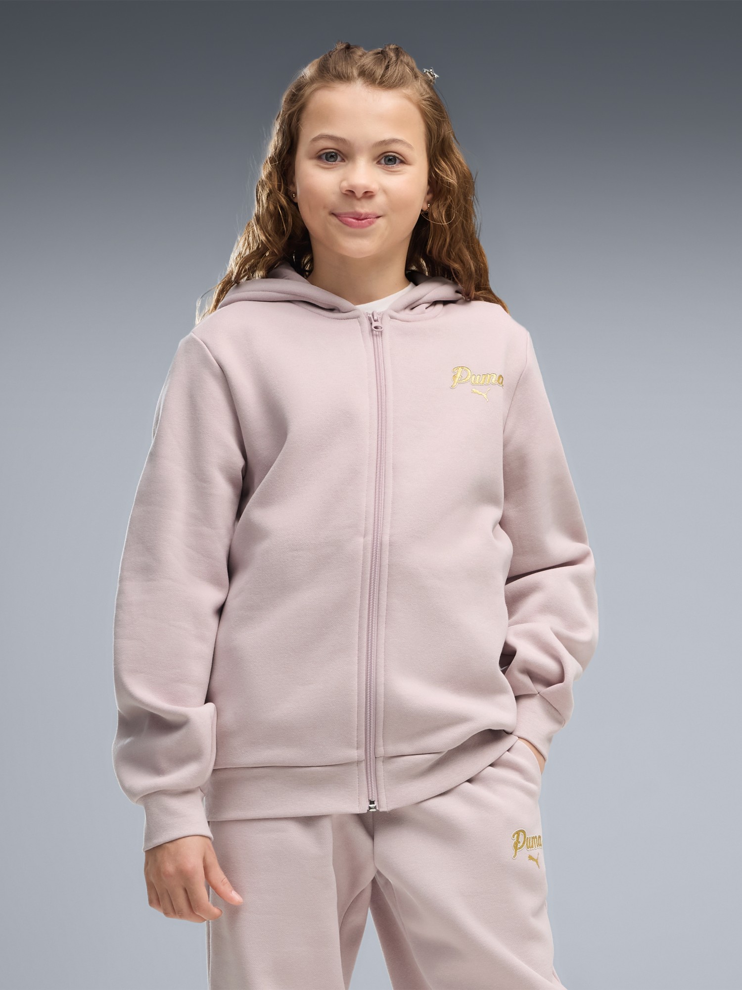 Костюм детский Puma ESS SCRIPT Glitter Full-Zip Sweat Suit FL G розовый 69520949 изображение 4