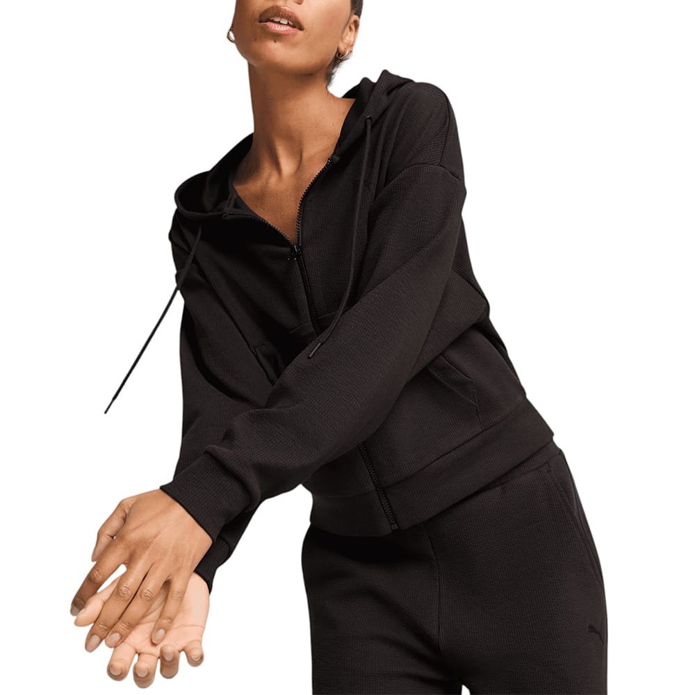 Толстовка женская Puma HER Crop Full-Zip Hoodie черная 68505601