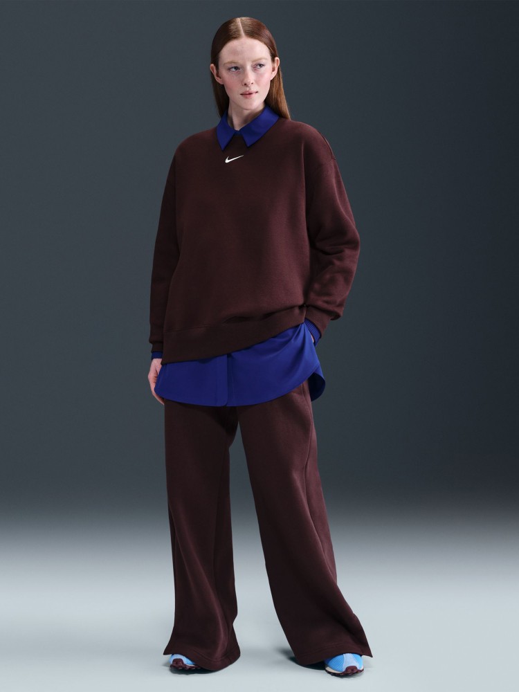 Брюки женские Nike W NSW PHNX FLC HR PANT WIDE 2 бордовые IH1011-652 изображение 5