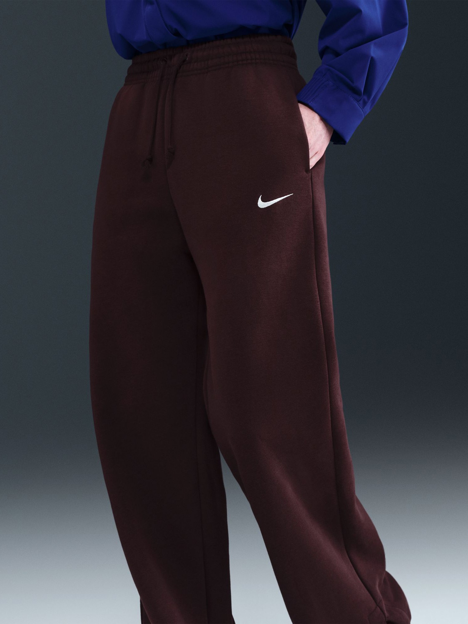 Брюки женские Nike W NSW PHNX FLC HR PANT WIDE 2 бордовые IH1011-652 изображение 7