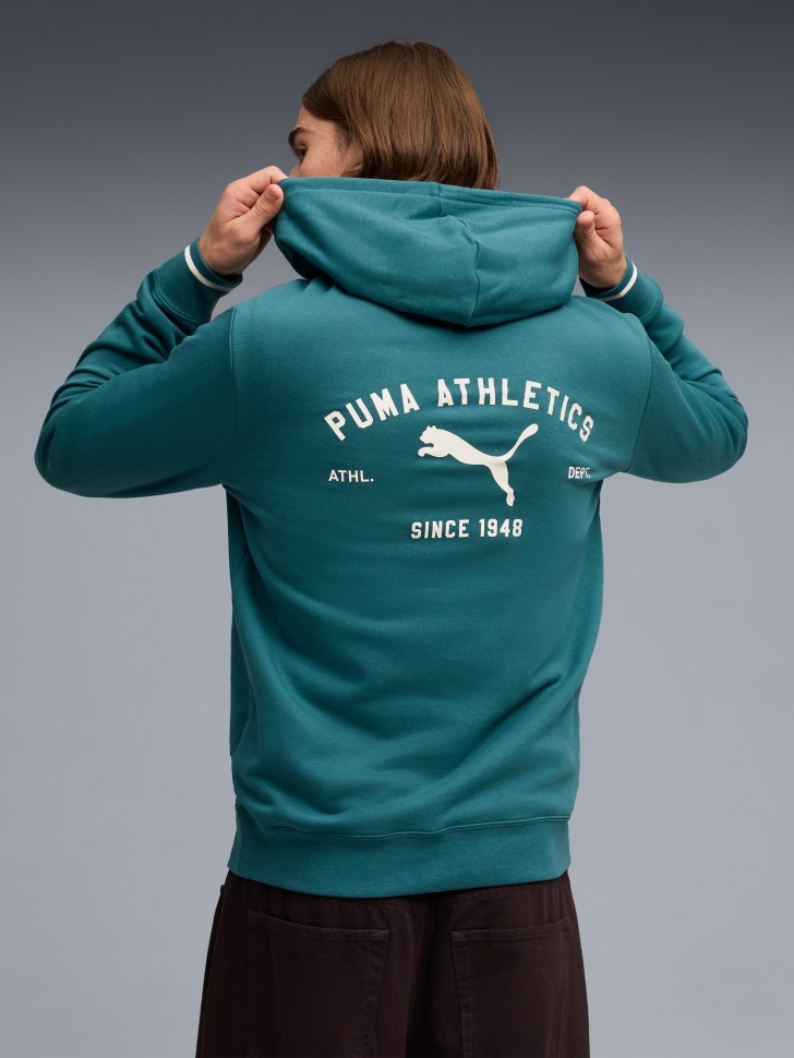 Толстовка мужская Puma CLASS Graphic Hoodie TR зеленая 69222841 изображение 3