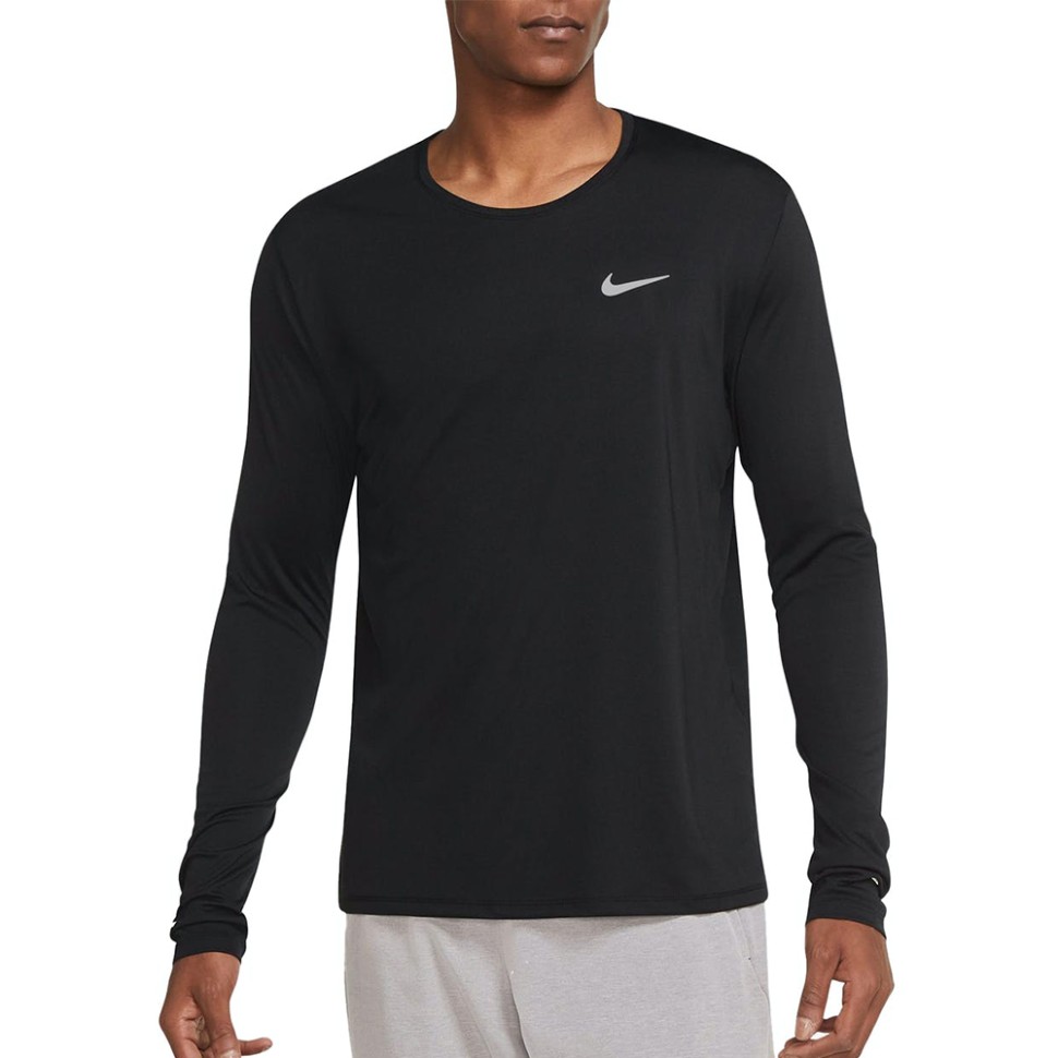 Футболка мужская Dri-Fit Miler Men's Long-Sleeve Running Top черная DD4576-010 — Sport City Футболка мужская Dri-Fit Miler Men's Long-Sleeve Running Top черная DD4576-010