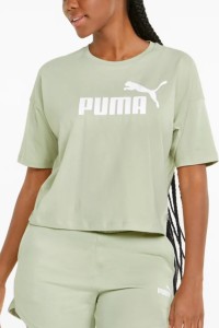 Футболка женская Puma Ess Cropped Logo Tee зеленая 58686685 изображение 2