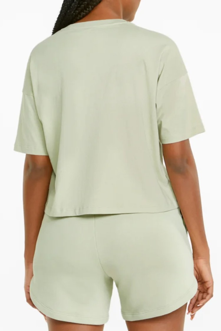 Футболка женская Puma Ess Cropped Logo Tee зеленая 58686685 изображение 3
