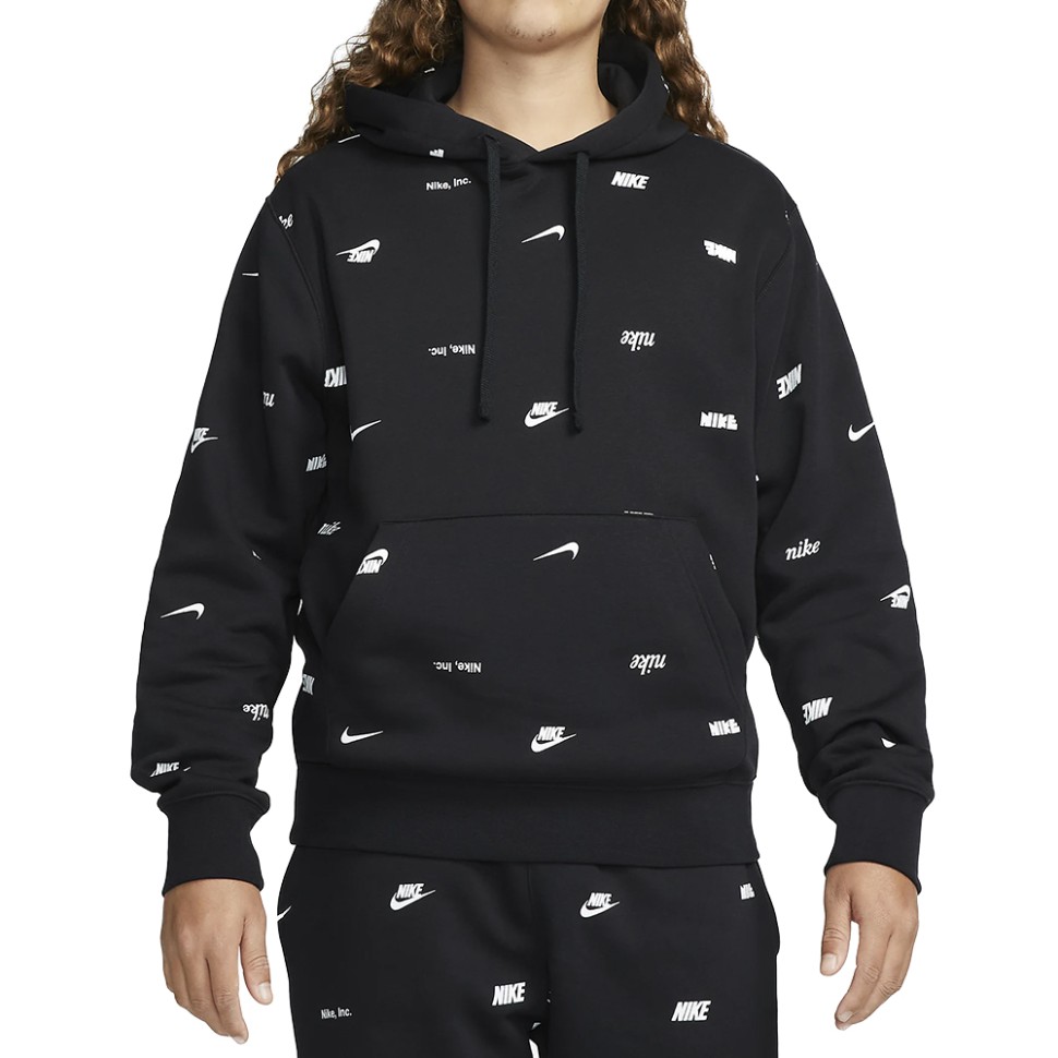 Толстовка мужская Nike M NK CLUB+ BB PO HOODIE AOP черная FB7434-010 изображение 1