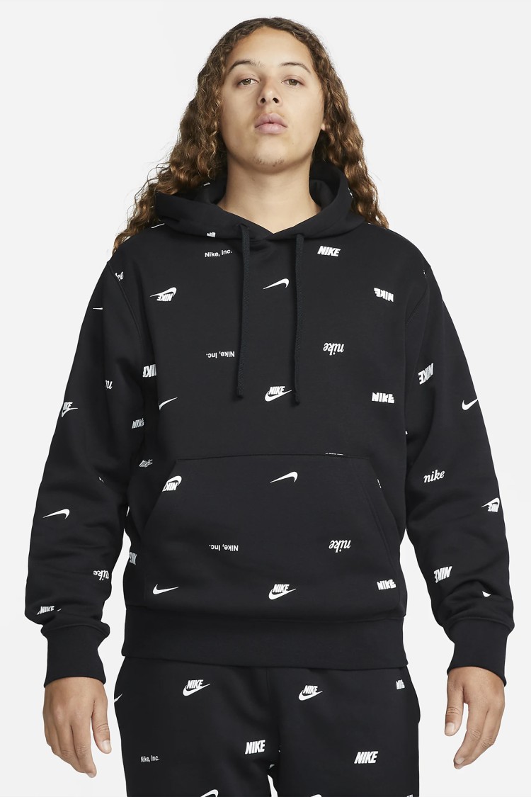 Толстовка мужская Nike M NK CLUB+ BB PO HOODIE AOP черная FB7434-010 изображение 2