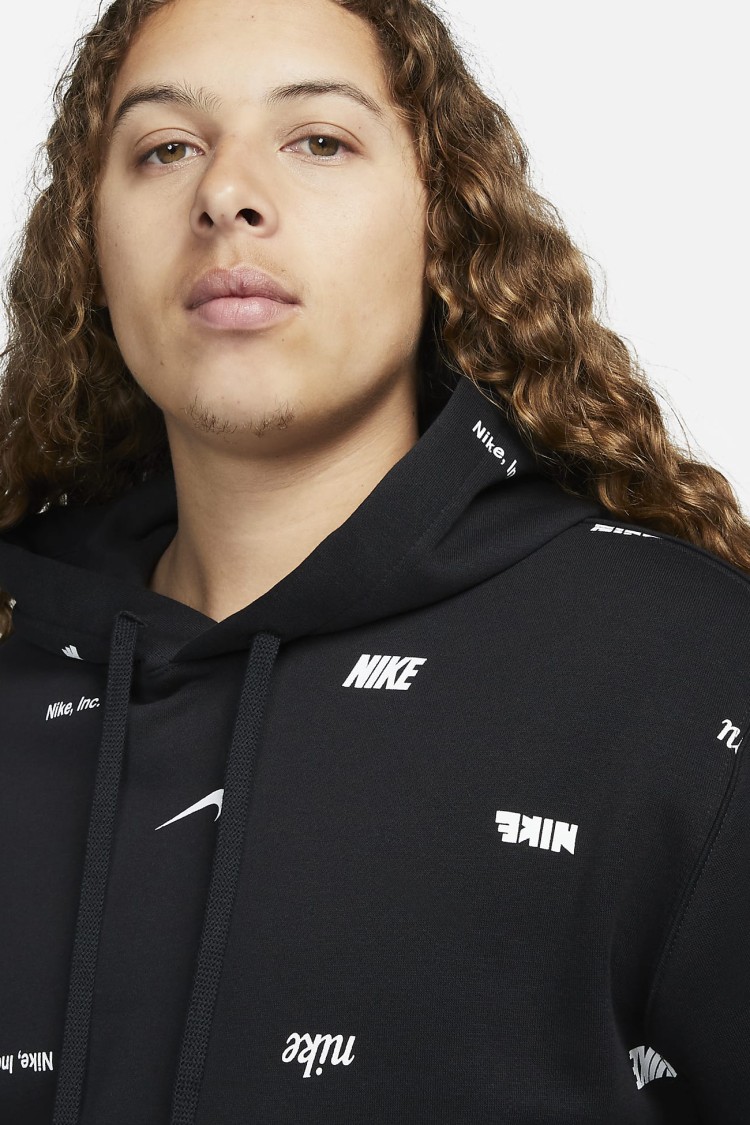 Толстовка мужская Nike M NK CLUB+ BB PO HOODIE AOP черная FB7434-010 изображение 4