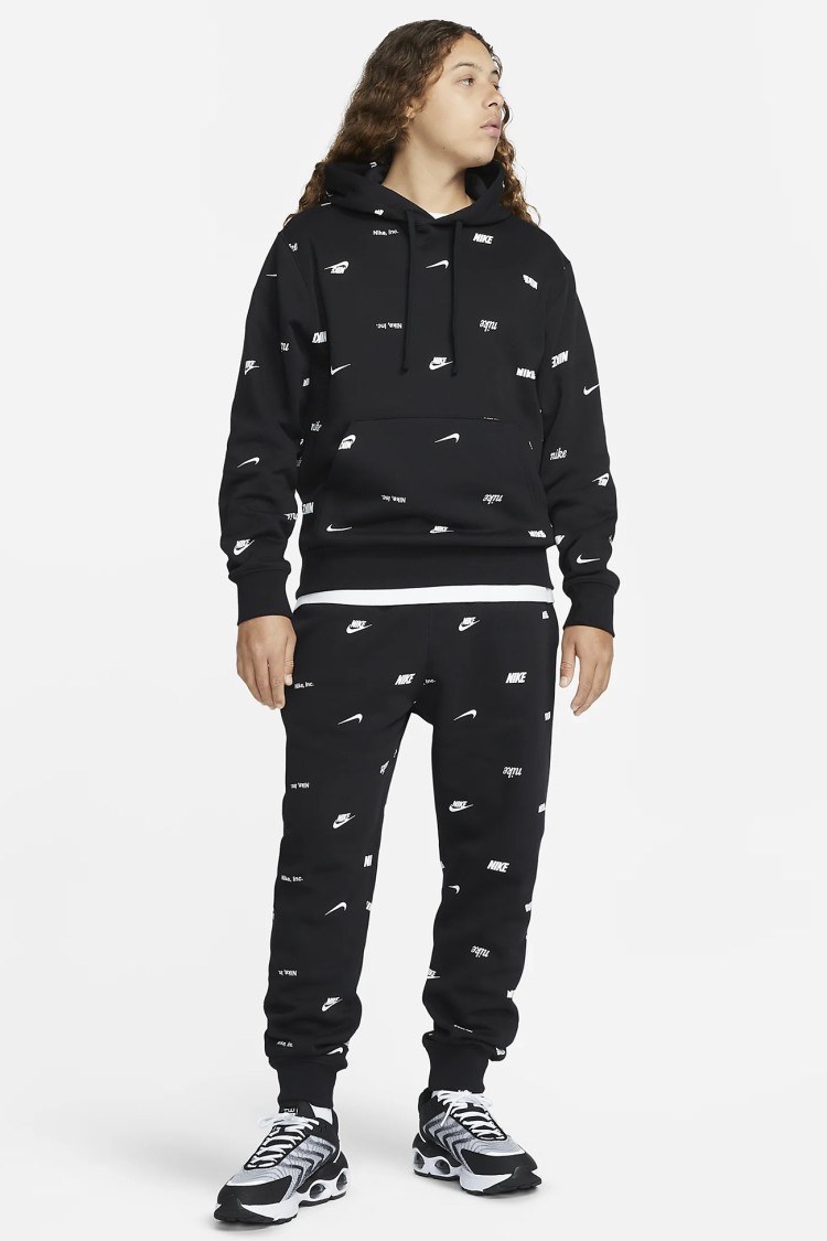 Толстовка мужская Nike M NK CLUB+ BB PO HOODIE AOP черная FB7434-010 изображение 7