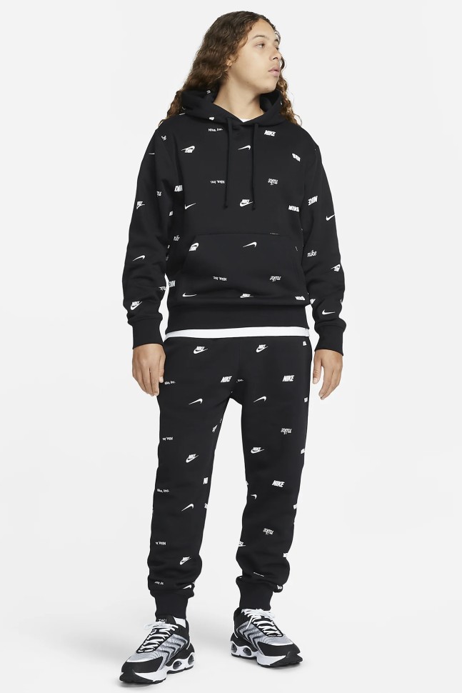 Толстовка мужская Nike M NK CLUB+ BB PO HOODIE AOP черная FB7434-010 изображение 7