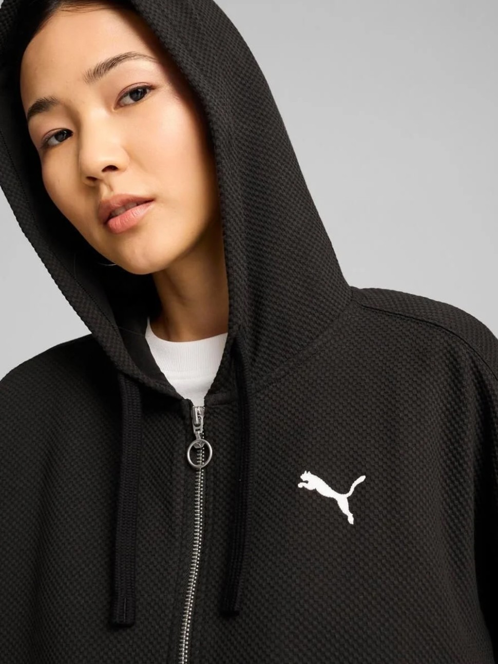 Толстовка жіноча Puma HER Full-Zip Hoodie чорна 68163101 — фото 4