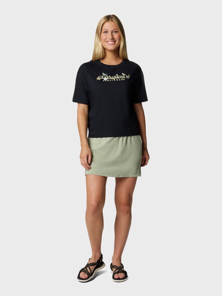 Футболка женская Columbia Rolling Bend™ Graphic Relaxed Crop SS черная 2119991-010 изображение 7