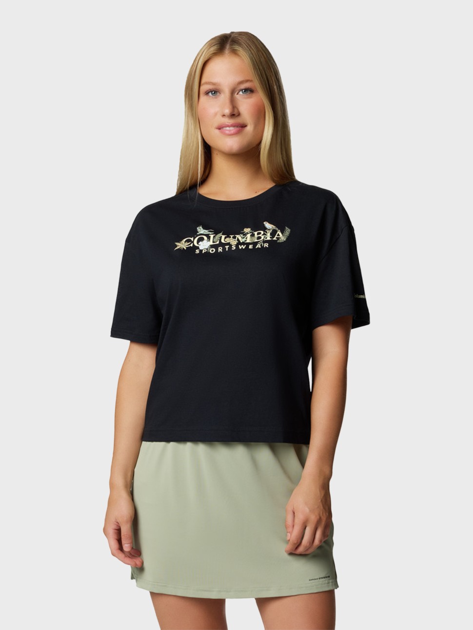 Футболка женская Columbia Rolling Bend™ Graphic Relaxed Crop SS черная 2119991-010 — фото 2