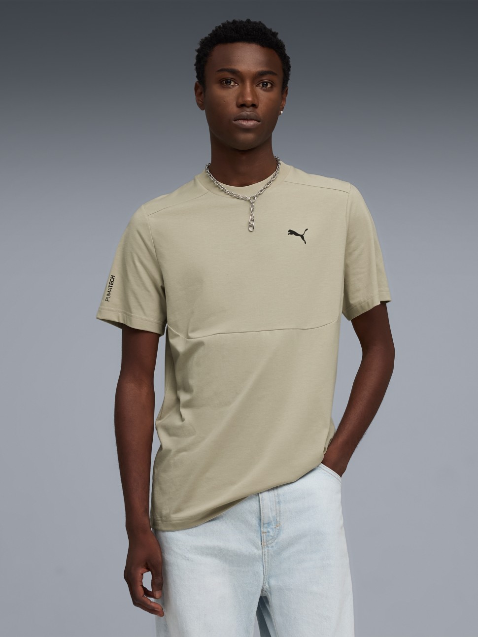Футболка чоловіча Puma TECH Tee оливкова 69218061 — фото 2