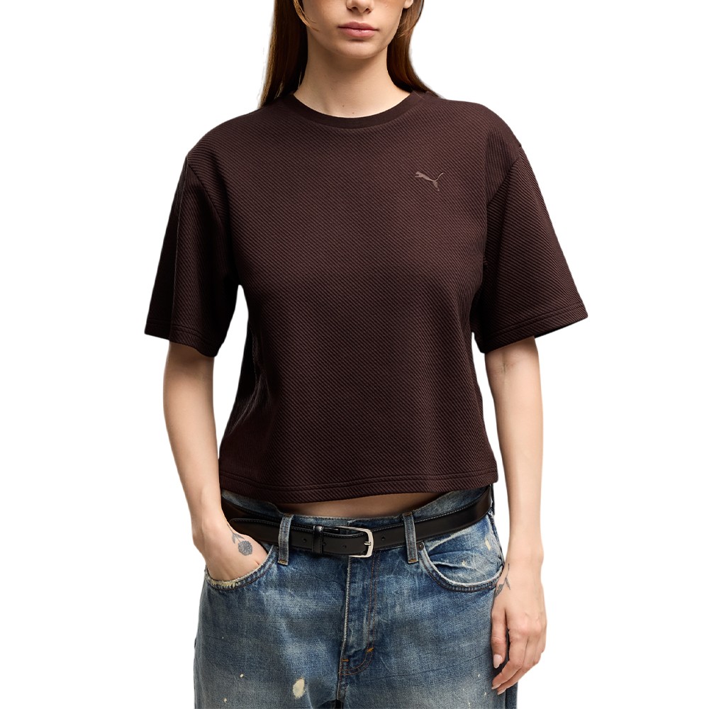 Футболка женская Puma ESS ELEVATED Relaxed Tee коричневая 69575133