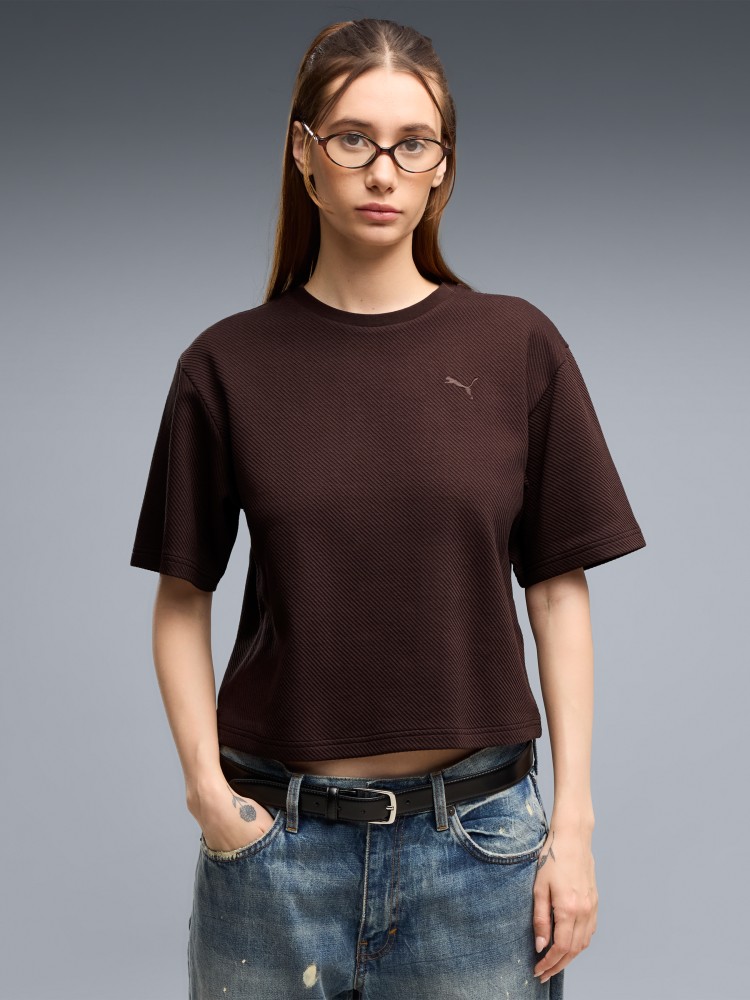 Футболка женская Puma ESS ELEVATED Relaxed Tee коричневая 69575133 изображение 2