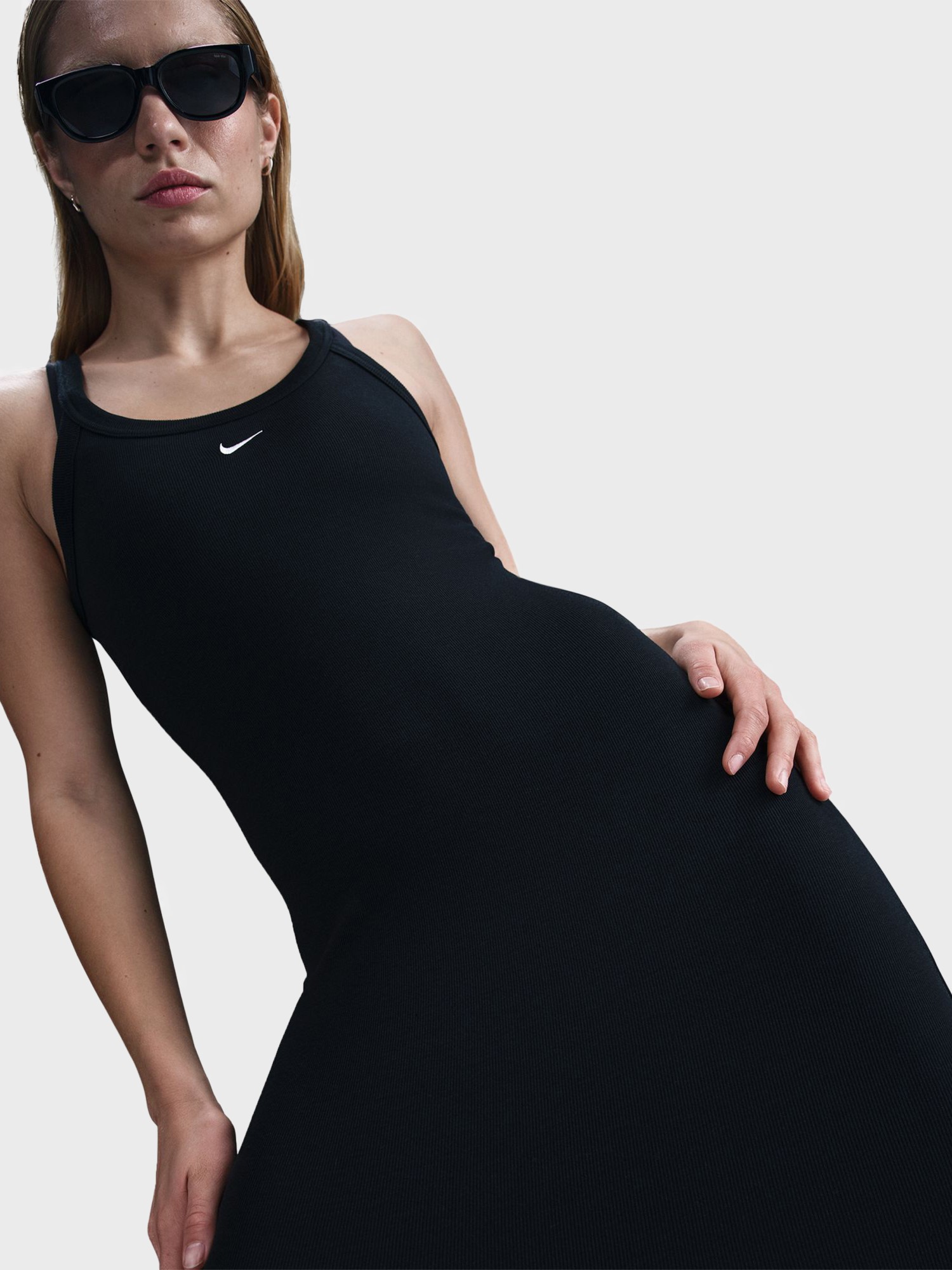 Платье женское Nike W NSW NK CHLL KNT MRIB TNK DRS черное HJ0710-010 изображение 4