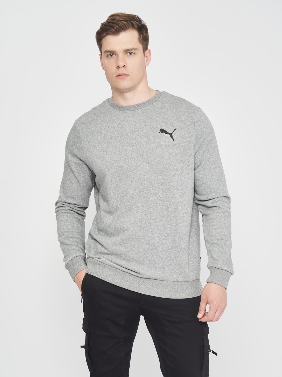 Толстовка чоловіча Puma ESS Small Logo Crew TR сіра 58668453 — фото 2