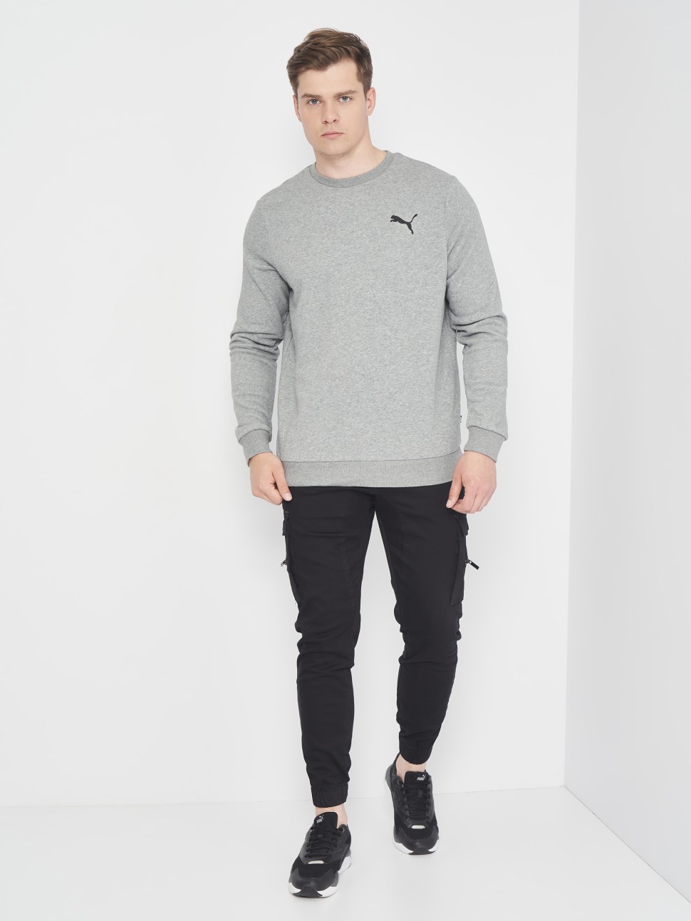 Толстовка чоловіча Puma ESS Small Logo Crew TR сіра 58668453 — фото 4