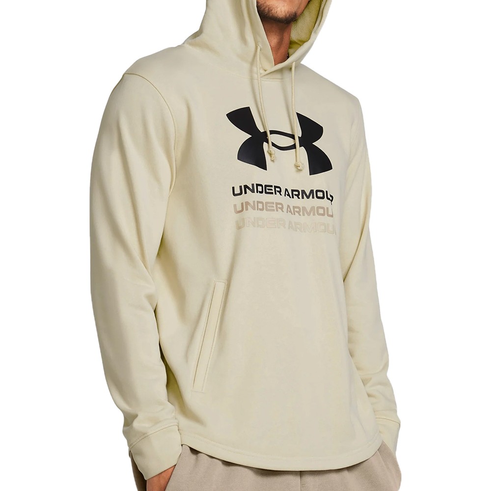 Толстовка мужская Under Armour UA Rival Terry Graphic Hood бежевая 1386047-273