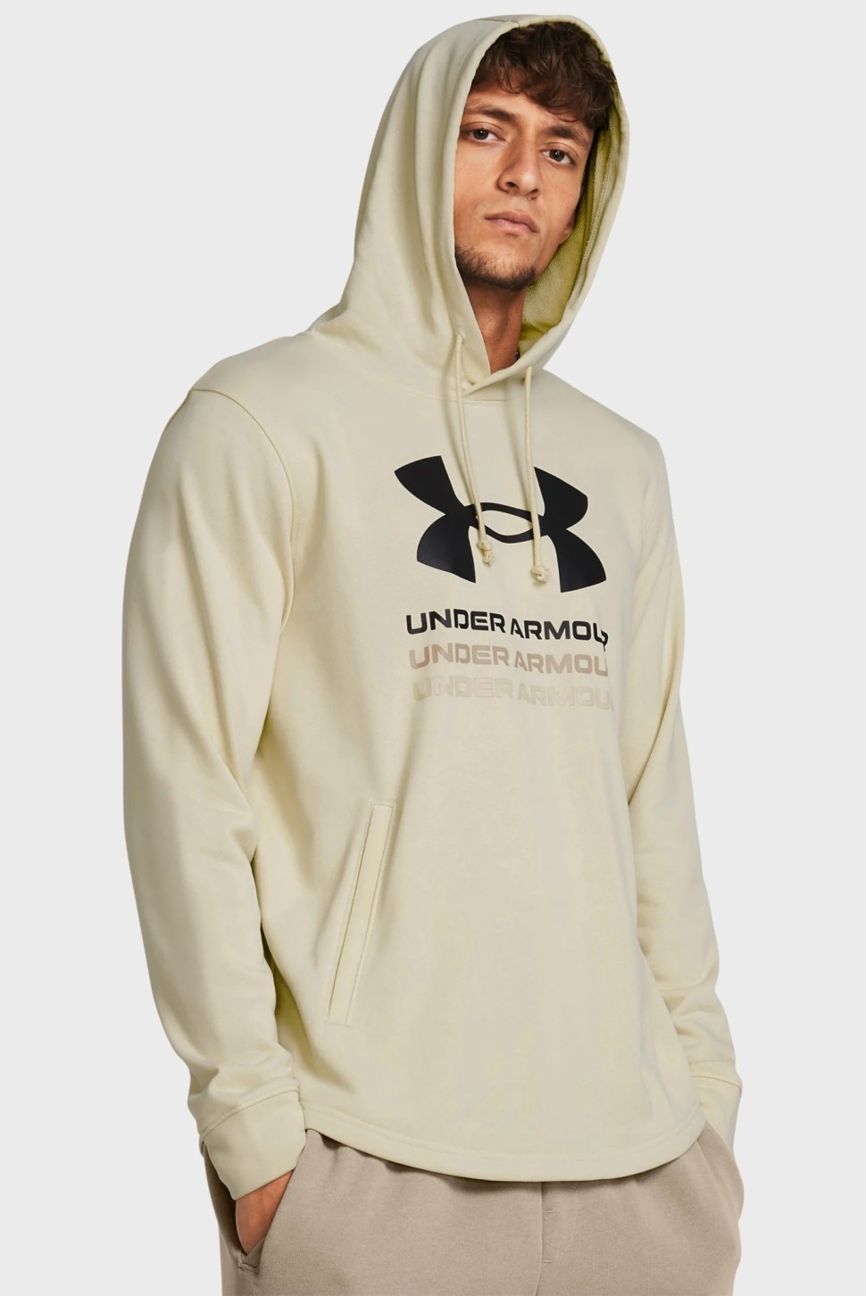 Толстовка чоловіча Under Armour UA Rival Terry Graphic Hood бежева 1386047-273 — фото 2