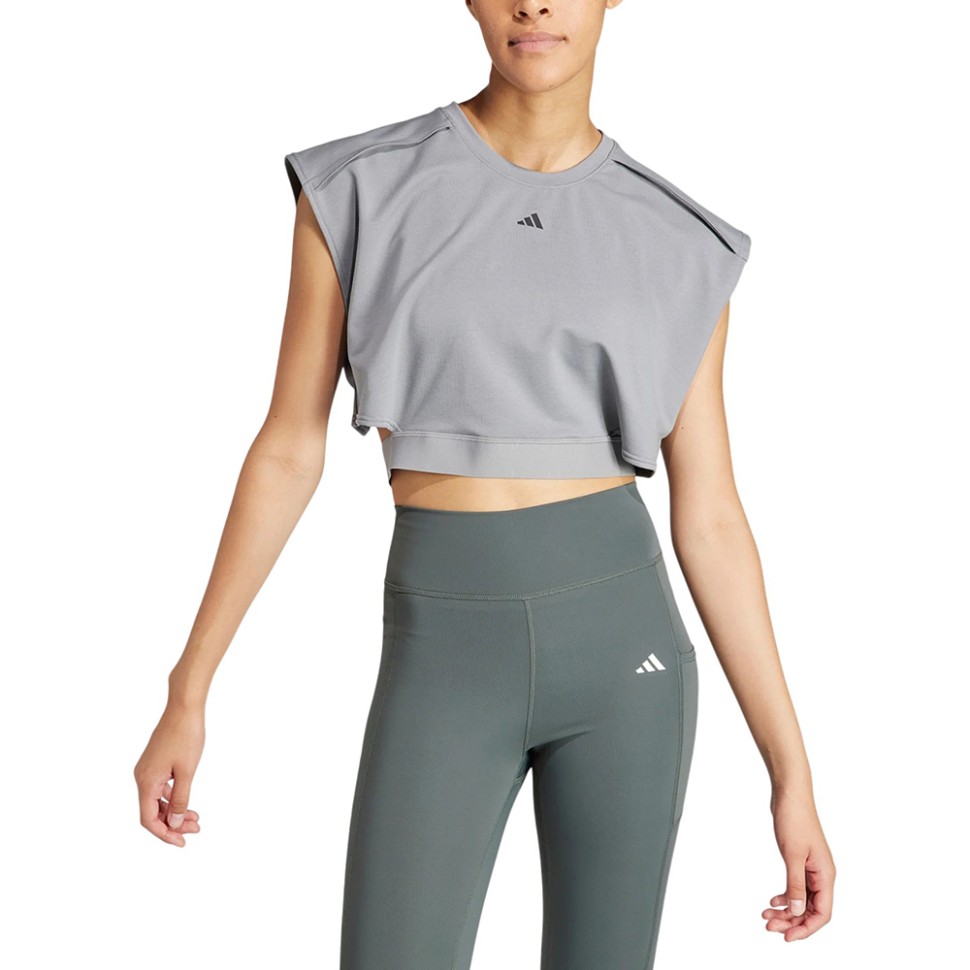 Майка жіноча Adidas POWER CROP T сіра IT6733 — фото 1