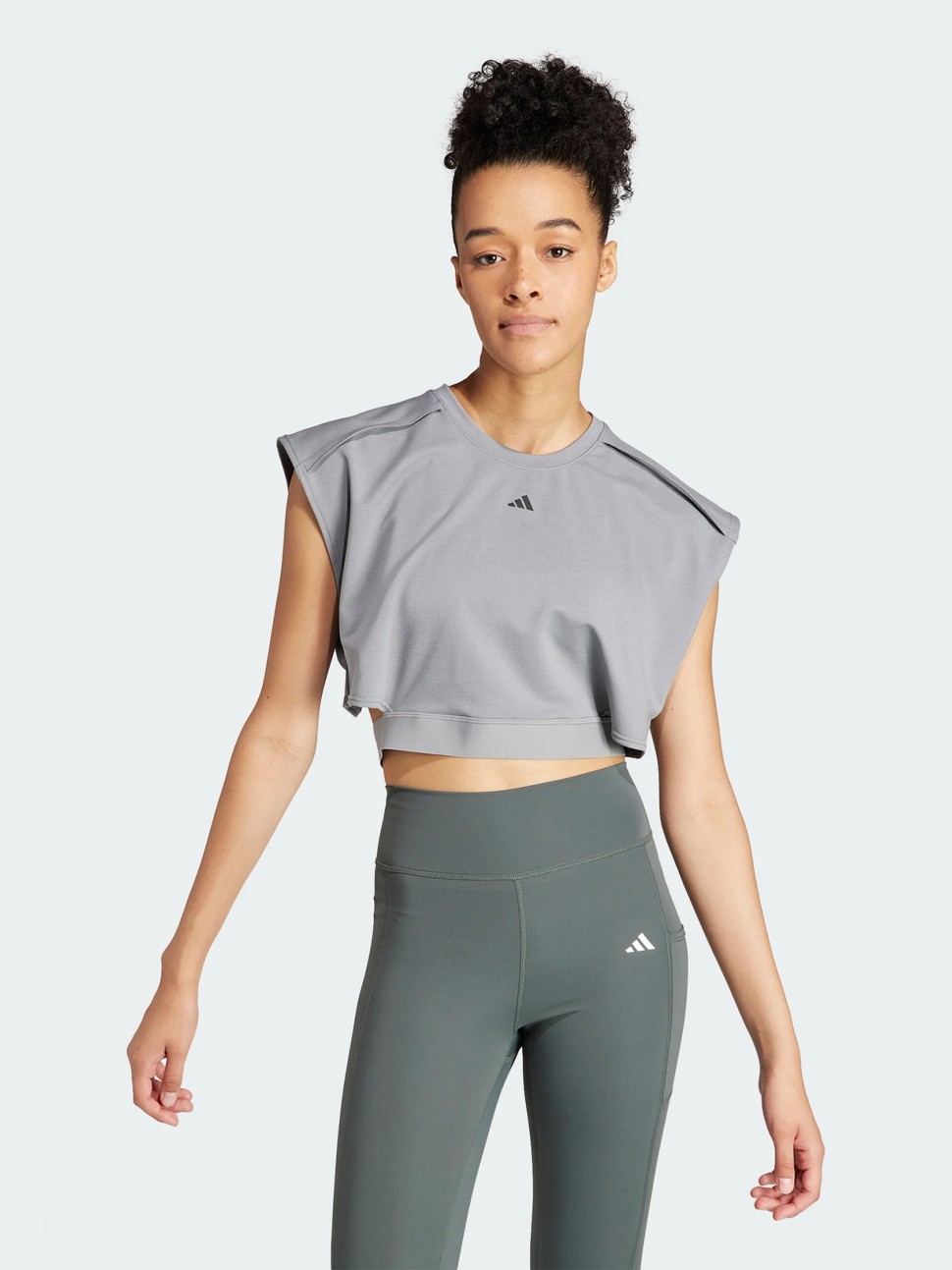 Майка жіноча Adidas POWER CROP T сіра IT6733 — фото 2