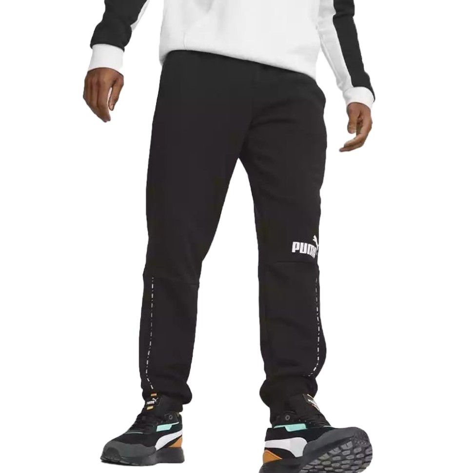 Штани чоловічі Puma ESS BLOCK x TAPE Sweatpants TR cl чорні 67517201 — фото 1