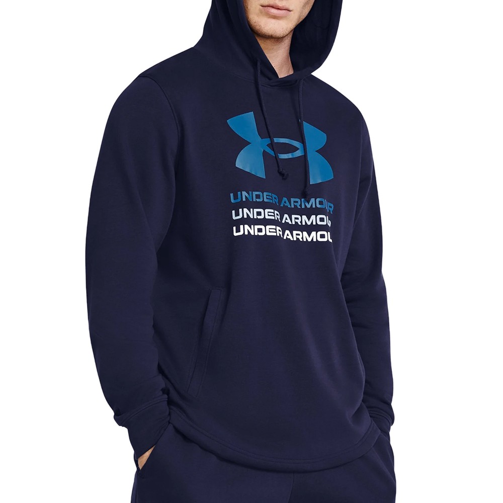Толстовка мужская Under Armour UA Rival Terry Graphic Hood синяя 1386047-410