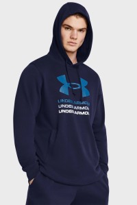 Толстовка мужская Under Armour UA Rival Terry Graphic Hood синяя 1386047-410 изображение 2