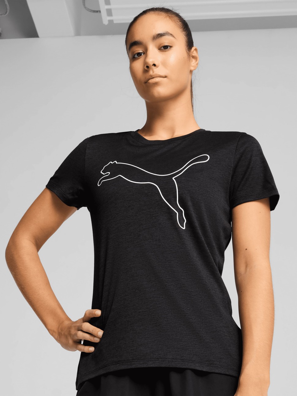 Футболка жіноча Puma TAD ESSENTIAL W Heather Tee чорна 52589301 — фото 2