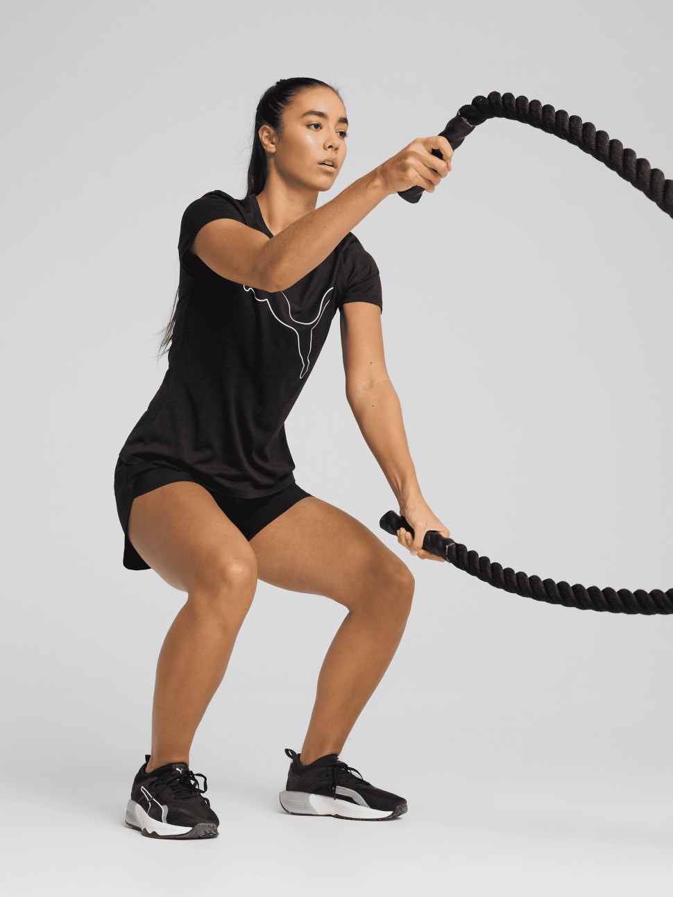 Футболка жіноча Puma TAD ESSENTIAL W Heather Tee чорна 52589301 — фото 4