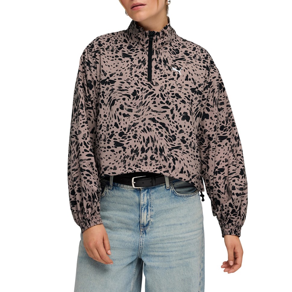 Ветровка женская Puma ESS GRAPHIC Animal Relaxed AOP Woven Half-Zip мокко 69246588 изображение 1