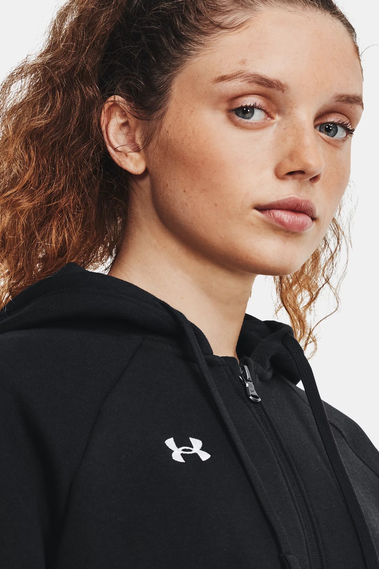 Толстовка женская Under Armour UA Rival Fleece FZ Hoodie черная 1379497-001 изображение 5