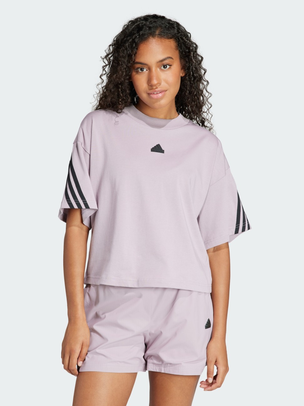 Футболка жіноча Adidas W FI 3S TEE фіолетова IS3613 — фото 2