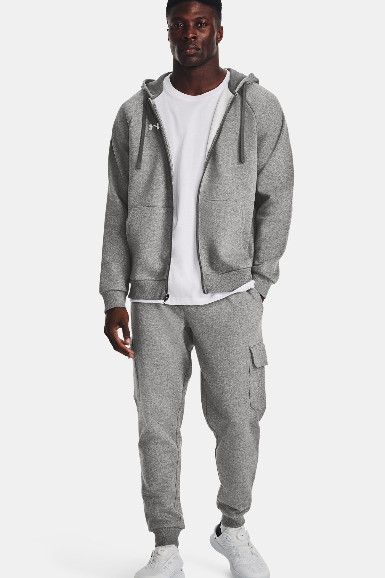 Толстовка мужская Under Armour UA Rival Fleece FZ Hoodie серая 1379767-025 изображение 4