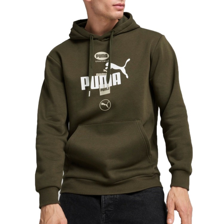 Толстовка чоловіча Puma PUMA POWER Graphic Hoodie FL оливкова 68174170 изображение 1