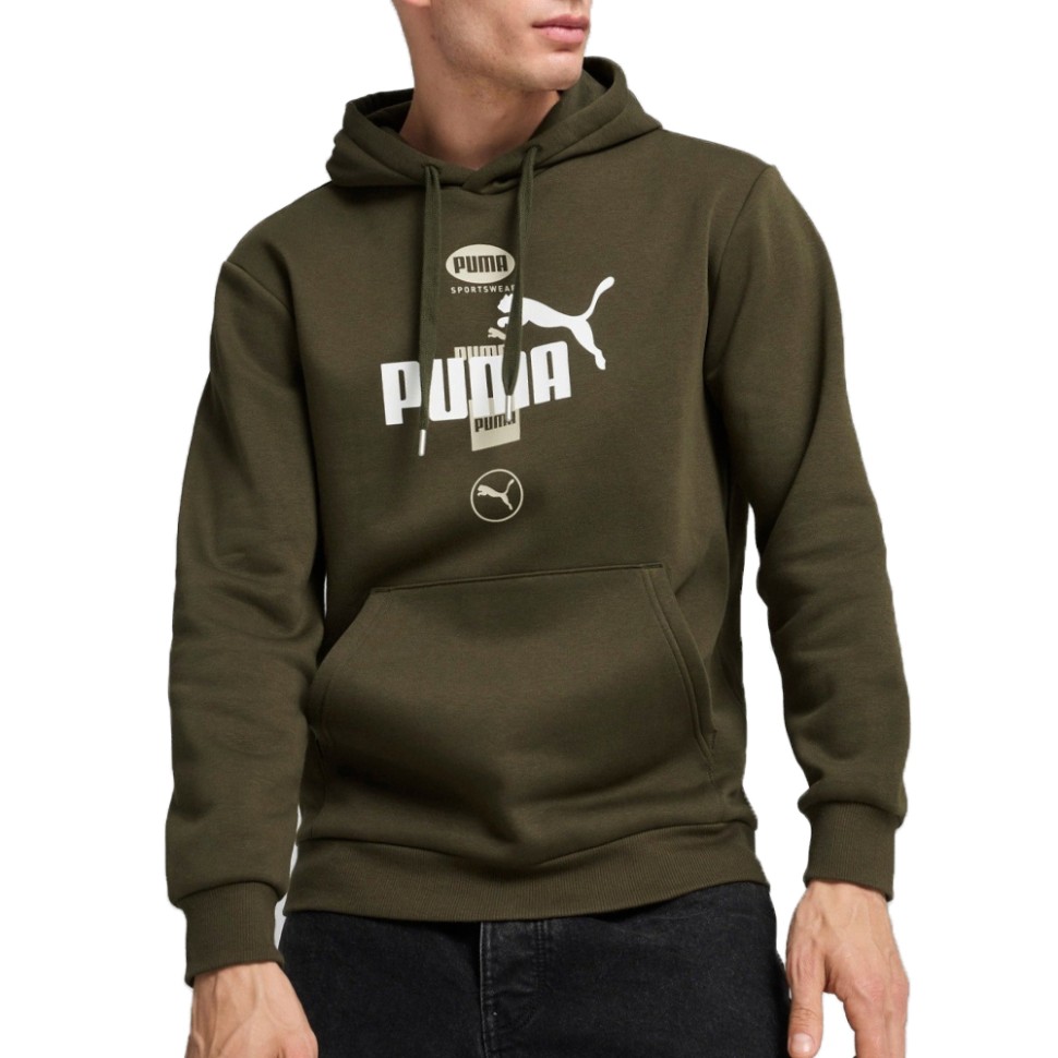 Толстовка чоловіча Puma PUMA POWER Graphic Hoodie FL оливкова 68174170 — фото 1