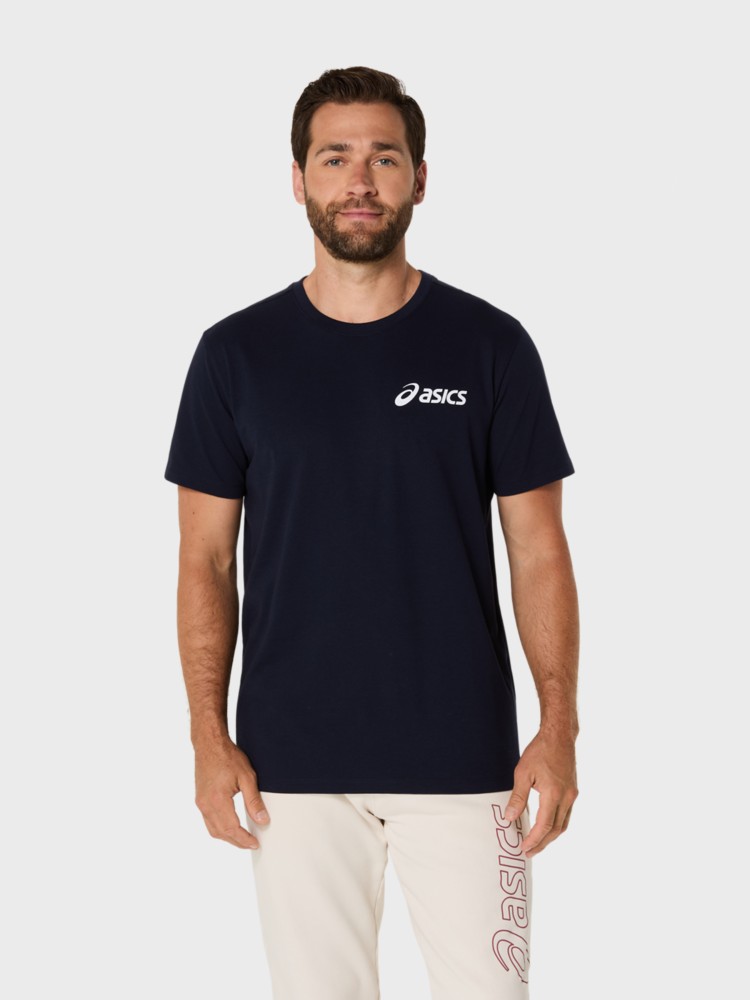 Футболка мужская Asics ASICS CHEST LOGO SS TEE темно-синяя 2031E659-402 изображение 2