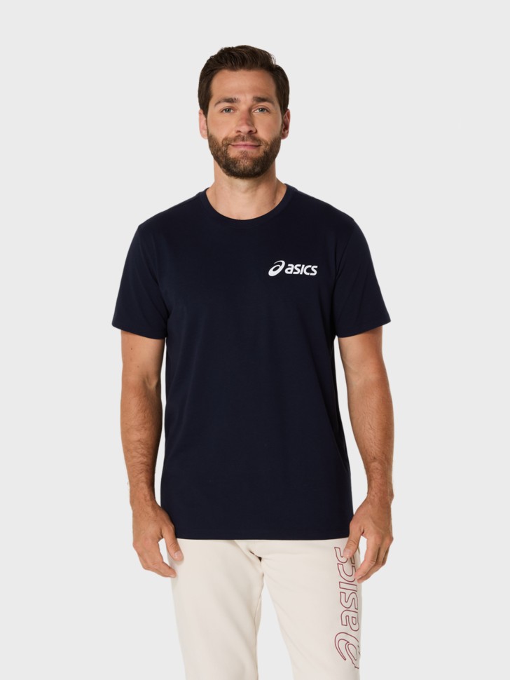 Футболка мужская Asics ASICS CHEST LOGO SS TEE темно-синяя 2031E659-402 изображение 2
