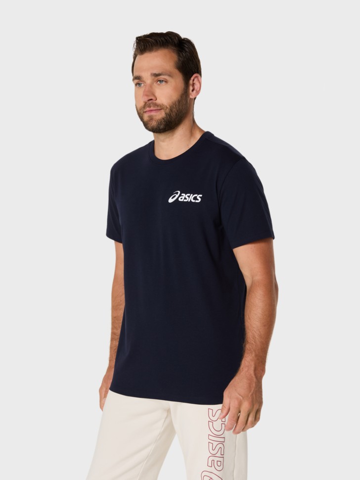 Футболка мужская Asics ASICS CHEST LOGO SS TEE темно-синяя 2031E659-402 изображение 3