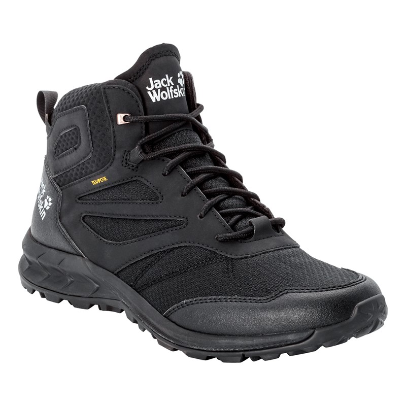 Чоботи чоловічі Jack Wolfskin Woodland Texapore Mid M чорні 4039201-6000 — фото 1