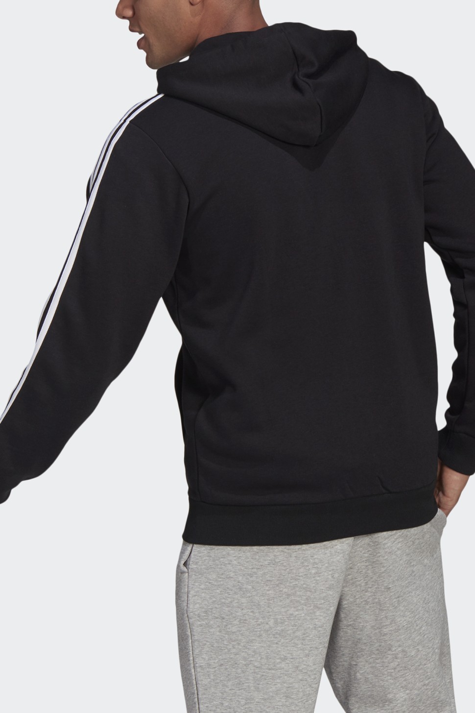 Толстовка чоловіча Adidas M 3S Fl Fz Hd чорна GK9051  — фото 3