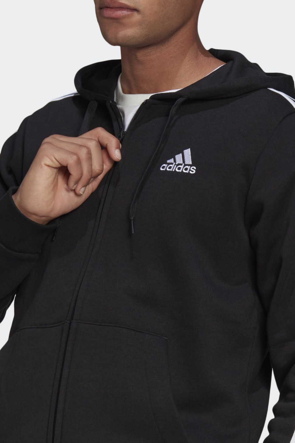 Толстовка чоловіча Adidas M 3S Fl Fz Hd чорна GK9051  — фото 4