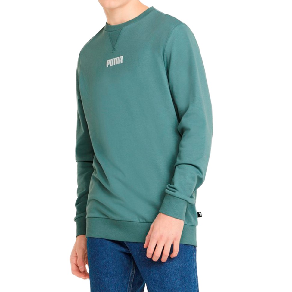 Толстовка мужская Puma Modern Basics Crew зеленая 84740950 изображение 1