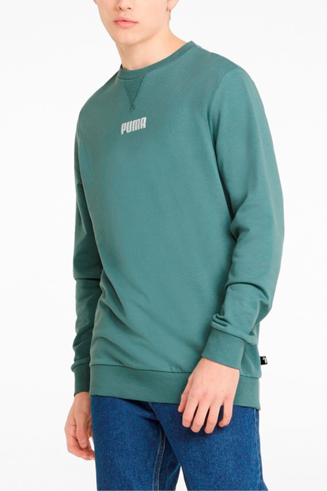 Толстовка мужская Puma Modern Basics Crew зеленая 84740950 изображение 2