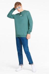 Толстовка мужская Puma Modern Basics Crew зеленая 84740950 изображение 4